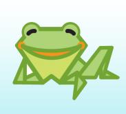 Cartoon frog in a relaxed pose