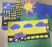 paper craft car scene