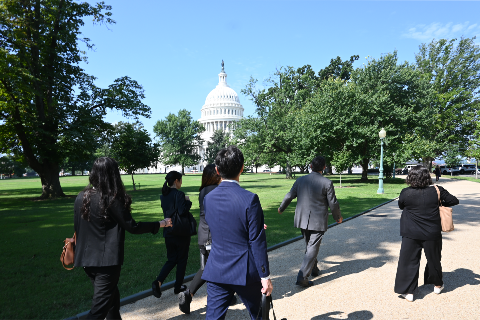 Group of people walking toward US Capitol